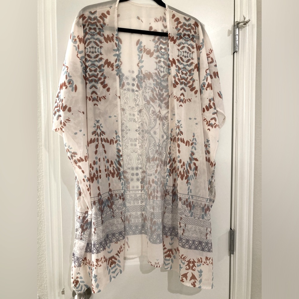 Patterned Shawl Plus Size 1X Cardigan Duster Sheer